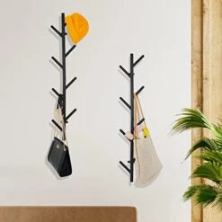 FANTAKI Coat Rack Wall Mount Set Of 2, Coat Hanger, Floating Coat Rack For Jackets/Bags/Scarves, Coat Tree For Entryway/Home/Office/Hallway/Bathroom, Metal Vertical Hat Rack For Wall, Black -Safavieh Furniture 415LQyOw3oL