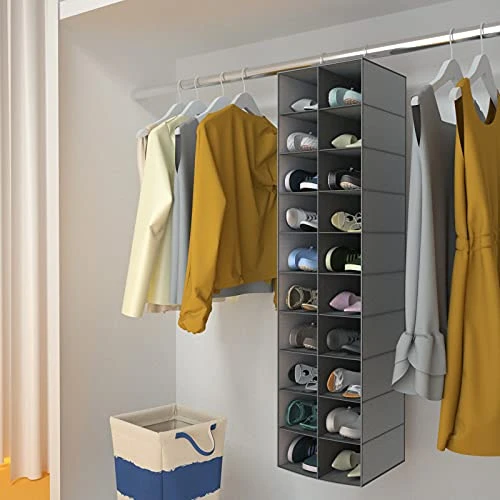 Coastal Rose Hanging Shoe Organizer For Closet, 20 Sections Hanging Closet Organizers And Storage Shelves, Space Saving Shoe Storage Rack Holder, Grey, 12''W×12''Dx 50''H 2 Coastal Rose Hanging Shoe Organizer For Closet, 20 Sections Hanging Closet Organizers And Storage Shelves, Space Saving Shoe Storage Rack Holder, Grey, 12''W×12''Dx 50''H - Image 2