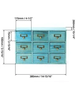 QWORK Desk Drawer Organizer, Wooden Vintage Apothecary Cabinet With 9 Drawers, Home Office & Tea & Dresser Bedroom Organization And Storage, Traditional Apothecary Cabinet, Blue -Safavieh Furniture 415Vscmr4eL