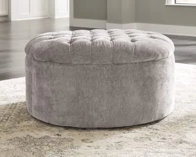 Signature Design By Ashley Carnaby Velvet Tufted Glam Round Oversized Ottoman, Silver 2 Signature Design By Ashley Carnaby Velvet Tufted Glam Round Oversized Ottoman, Silver - Image 2