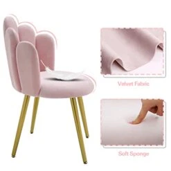 BOWTHY Vanity Chair For Makeup Room - Midcentury Modern Accent Chair For Living Room Bedroom, Makeup Chair With Back Support Velvet Chair With Gold Legs (Pink) -Safavieh Furniture 415YmvbwD6L