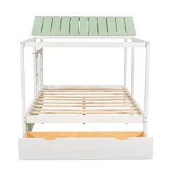 House Bed Full For Kids With Storage Drawer, Wood Cabin Tent Bed Frame For Girls Boys, Montessori Beds With Roof And Window, Full Size, Green 20 House Bed Full For Kids With Storage Drawer, Wood Cabin Tent Bed Frame For Girls Boys, Montessori Beds With Roof And Window, Full Size, Green -Safavieh Furniture 415paLmkmZL