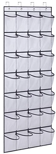 AOODA 28 Large Mesh Pockets Over The Door Shoe Rack, Hanging Shoe Organizer For Closet Hanging Shoe Rack Holder Hanger, White