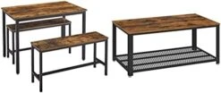 VASAGLE Dining Table Set, Bar Table With 2 Dining Benches, Kitchen Table Counter With Chairs, Industrial For Kitchen Breakfast Table, Living Room, Party Room, Rustic Brown And Black UKDT070B01 -Safavieh Furniture 415uYusmLXL. AC