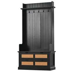 Hall Tree Entryway Coat Rack With 2 Large Drawers, 1 Upper Shelves And 5 Coat Hooks, Widen Mudroom Bench With Seating Bench For Entrance Mudroom Living Room (Espresso) -Safavieh Furniture 4168FfgSltL