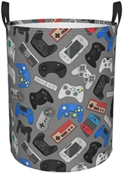 Gbuzozie 38l Round Laundry Hamper Game Joystick Storage Basket Waterproof Coating Organizer Bin For Nursery Clothes Toys -Safavieh Furniture 4169J32zhYL. AC