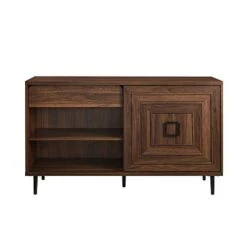 Walker Edison Mid-Century Modern Wood Kitchen Buffet Sideboard-Entryway Serving Storage Cabinet Doors-Dining Room Console, 52 Inch, Dark Walnut -Safavieh Furniture 416BhIEDHKL
