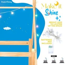 Dreams&Fantasy Montessori Bed For Toddlers, Kids House Bed Made From Solid Wood With Strong Tenon Structure, Baby Floor Bed For Kids, 2-Meters Of LED Star Lights Included, Mattress Not Included, Wood -Safavieh Furniture 416NmR6QngL