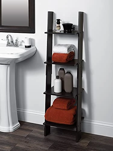 Zenna Home Ladder Style Bathroom Linen Tower, Espresso 5 Zenna Home Ladder Style Bathroom Linen Tower, Espresso - Image 5