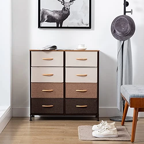 8 Drawers Dresser Organizer, Fabric Storage Tower & Chest For Bedroom Hallway Nursery Entryway With Sturdy Steel Frame Wood Top, Mixed Color 2 8 Drawers Dresser Organizer, Fabric Storage Tower & Chest For Bedroom Hallway Nursery Entryway With Sturdy Steel Frame Wood Top, Mixed Color - Image 2