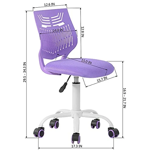FurnitureR Writing Task Chair For Teens Boys Girls Desk Chair With Backrest For Study Room Bedroom, Home Office (Purple) 2 FurnitureR Writing Task Chair For Teens Boys Girls Desk Chair With Backrest For Study Room Bedroom, Home Office (Purple) - Image 2
