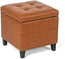 Decent Home Leather Storage Ottoman Foot Rest Stool With Nailhead Trim (Dark Brown) -Safavieh Furniture 416RZWRgcTL. AC