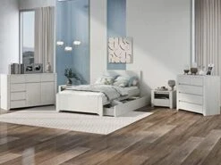 3 Pieces Platform Bed Set, Solid Wood Bedroom Sets With King Size Platform Bed, 6 Drawers Dresser And Nightstand (Milky White) 23 3 Pieces Platform Bed Set, Solid Wood Bedroom Sets With King Size Platform Bed, 6 Drawers Dresser And Nightstand (Milky White) -Safavieh Furniture 416W8XDsYL. AC 1