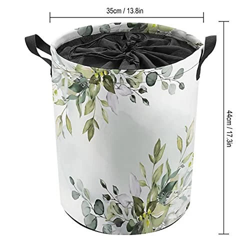 Elegant Eucalyptus Greenery Laundry Baskets, Collapsible Hamper Storage With Handle, Oxford Cloth Laundry Hamper,For Toy Organizer Bins,Gift Baskets, Bedroom, Clothes, Nursery,Kids,Boys 2 Elegant Eucalyptus Greenery Laundry Baskets, Collapsible Hamper Storage With Handle, Oxford Cloth Laundry Hamper,For Toy Organizer Bins,Gift Baskets, Bedroom, Clothes, Nursery,Kids,Boys - Image 2