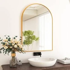 HARRITPURE 24" X 36" Arch Mirror Bathroom Wall Mounted Mirrors Black Vanity Mirror With Metal Frame For Bedroom Living Room Entryway -Safavieh Furniture 416xxalvVL. AC