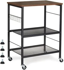 Nightstands, Industrial Microwave Oven Stand Kitchen Baker's Rack End Table 3 Tier Storage Shelf With 10 Hooks For Living Room, Kitchen, Bathroom, Cafe(Rustic Brown) -Safavieh Furniture 416y0 jWEWL. AC