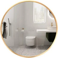 LFT HUIMEI2Y Wall Circle Mirror Large Round 28Inch Black Metal Frame Wall Mounted Circle Mirror For Bathroom, Living Room, Dining Room, Make Up Vanity Mirror, Entryway Mirror -Safavieh Furniture 417 f3lZjgL. AC