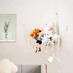 Stuffed Animal Toy Hammock Corner Hammock Organizer Display Rack Bohemian Net Bag For Hanging Toys Hanging Stuffed Animal Organizer Corner Toy Storage Rack Stuffed Animal Net Tassel 44 In (Pink) -Safavieh Furniture 4173eUaYSCL
