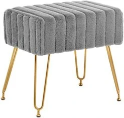 Fefances Large Vanity Stool Chair For Makeup Room Modern Velvet Square Ottoman Comfortable Footrest Stool With V Gold Legs Pink -Safavieh Furniture 4174ttbk9jL. AC
