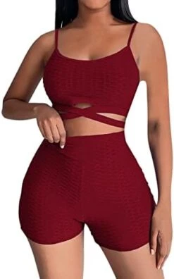 MatureGirl Womens 2 Piece Workout Sets Strappy Crop Top High Waisted Scrunch Shorts Yoga Outfits Outfits Women Dressy (Red, L) 23 MatureGirl Womens 2 Piece Workout Sets Strappy Crop Top High Waisted Scrunch Shorts Yoga Outfits Outfits Women Dressy (Red, L) -Safavieh Furniture 417EP3B0nCL. AC 1