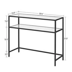 VASAGLE 39.4 Inch Console Sofa Table, Modern Entryway Table, Tempered Glass Table, Metal Frame, 2 Shelves, Adjustable Feet, For Living Room, Hallway, Black ULGT025B01 -Safavieh Furniture 417EzF6d5EL