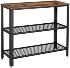 VASAGLE 40" Console Table, 3-Tier Entryway Table With Storage Shelf, Narrow Sofa Table For Living Room, Hallway, Entrance Hall, Corridor, Bedroom, Rustic Brown And Black ULNT81BX -Safavieh Furniture 417F7 M2CL. AC