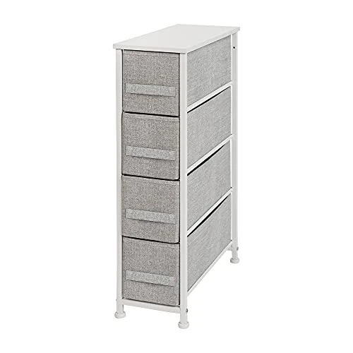 Flash Furniture Harris 4 Drawer Slim Wood Top White Cast Iron Frame Dresser Storage Tower With Light Gray Easy Pull Fabric Drawers 1 Flash Furniture Harris 4 Drawer Slim Wood Top White Cast Iron Frame Dresser Storage Tower With Light Gray Easy Pull Fabric Drawers