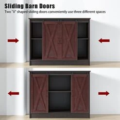 4 EVER WINNER Farmhouse Coffee Bar, Wood Coffee Bar Cabinet With Sliding Barn Doors, Adjustable Shelves, Kitchen Buffet Storage Cabinet Cupboard Credenza Server Table For Dining Room, Espresso -Safavieh Furniture 417QI3nZ8uL