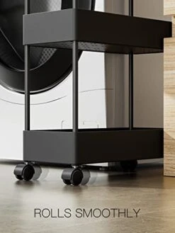 Pipishell Slim Storage Cart With Wheels, 4 Tier Bathroom Storage Organizer Rolling Utility Cart For Bathroom Kitchen Laundry Room Office Narrow Place (Black) -Safavieh Furniture 417WuEe4pVL