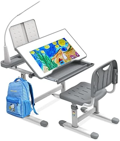BELANITAS Kids Desk And Chair Set 5-8 Year Old, Height Adjustable Desks For Boys 40-Degree Tiltable Desktop Study Desk And Chair Set For Kids 8-12,Kids Desk Set, Sky Blue 4 BELANITAS Kids Desk And Chair Set 5-8 Year Old, Height Adjustable Desks For Boys 40-Degree Tiltable Desktop Study Desk And Chair Set For Kids 8-12,Kids Desk Set, Sky Blue - Image 4