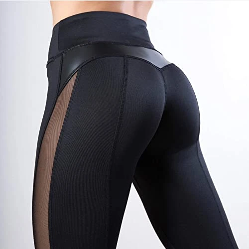 MatureGirl Mesh Sexy Women's Pants Leggings Stitching Sports Yoga Hip-Lifting Yoga Yoga Pants Women's Pants (Black, L) 3 MatureGirl Mesh Sexy Women's Pants Leggings Stitching Sports Yoga Hip-Lifting Yoga Yoga Pants Women's Pants (Black, L) - Image 3