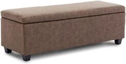 BELLEZE 47 Inch Storage Ottoman, Faux Leather Storage Bench Bedroom Bench With Safety Close Hinge, Ottoman With Storage For Living Room, Entryway, Hallway, Foot Rest, Support 300lbs - Rustic Gray 17 BELLEZE 47 Inch Storage Ottoman, Faux Leather Storage Bench Bedroom Bench With Safety Close Hinge, Ottoman With Storage For Living Room, Entryway, Hallway, Foot Rest, Support 300lbs - Rustic Gray -Safavieh Furniture 417bG3PXCNL. AC