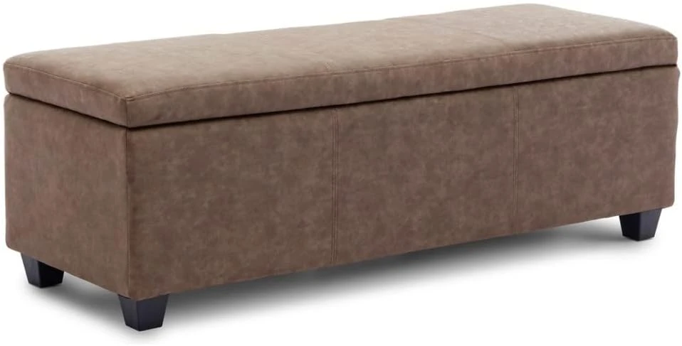 BELLEZE 47 Inch Storage Ottoman, Faux Leather Storage Bench Bedroom Bench With Safety Close Hinge, Ottoman With Storage For Living Room, Entryway, Hallway, Foot Rest, Support 300lbs - Rustic Gray 7 BELLEZE 47 Inch Storage Ottoman, Faux Leather Storage Bench Bedroom Bench With Safety Close Hinge, Ottoman With Storage For Living Room, Entryway, Hallway, Foot Rest, Support 300lbs - Rustic Gray - Image 7