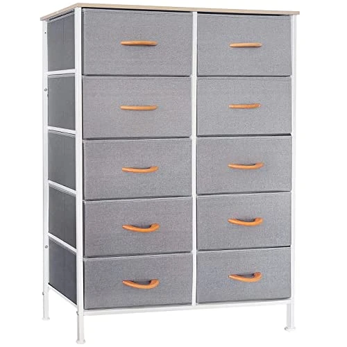 MuRealy Fabric Dresser With 10 Drawers - 2023 Upgraded Tall Storage Tower Fabric Drawer Dressers Chest For Bedroom, Closets, Nurseries With Maple Wooden Top And Easy Pull Handle(Light Grey) 1 MuRealy Fabric Dresser With 10 Drawers - 2023 Upgraded Tall Storage Tower Fabric Drawer Dressers Chest For Bedroom, Closets, Nurseries With Maple Wooden Top And Easy Pull Handle(Light Grey)