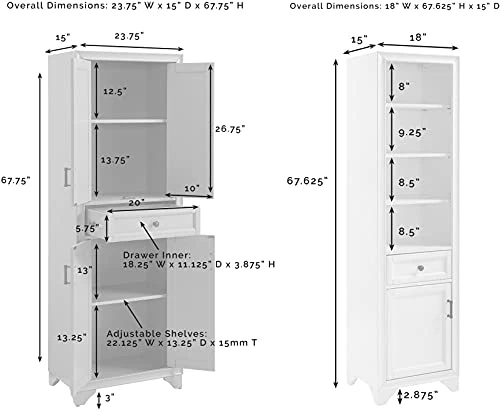 Crosley Furniture KF33006WH Tara 3-Piece Pantry Set With Pantry And 2 Linen Cabinets, Distressed White 5 Crosley Furniture KF33006WH Tara 3-Piece Pantry Set With Pantry And 2 Linen Cabinets, Distressed White - Image 5