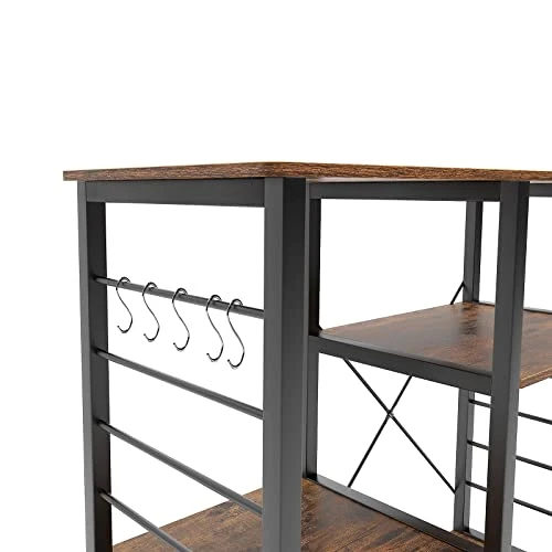 DlandHome Microwave Cart Stand 35.4 Inches, Kitchen Baker's Rack Utility Storage Shelf Microwave Stand 3-Tier X 3-Tier For Spice Rack Organizer Workstation Shelf, Vintage 7 DlandHome Microwave Cart Stand 35.4 Inches, Kitchen Baker's Rack Utility Storage Shelf Microwave Stand 3-Tier X 3-Tier For Spice Rack Organizer Workstation Shelf, Vintage - Image 7