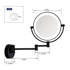Gecious 10x Wall Mounted Lighted Mirror, Double-Sided 8 Inches,Double Sided 10x Magnifying Mirror For Bathroom Vanity Mirror, 13-Inch Extension, Plug In, Brass Oil Rubbed Bronze -Safavieh Furniture 417ktltPipL
