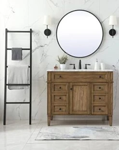 G-LEAF 24 Inch Round Mirror, Black Metal Frame Wall Mounted Large Circle Mirror For Washing Room, Living Room, Home Decoration