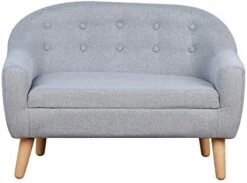 Qaba 2-Seat Kids Sofa Linen Fabric And Wooden Frame Sofa For Kids And Toddlers Ages 3-6, 11" High Seat, Blue -Safavieh Furniture 417qwGnWjrL. AC