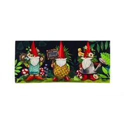 Evergreen Sassafras Gnomes In The Garden Interchangeable Entrance Doormat | Indoor And Outdoor | 22-inches X 10-inches | Non-Slip Backing | All-Season | Low Profile | Home Décor