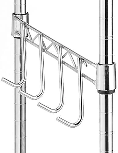 Kitchen Microwave Cart On Wheels, Wire Rolling Cart With 4 Chrome Hooks, 3 Tier Bakers Rack With Wood Table, Slides Out Shelves (24" W X 18" D X 33.5" H, Chrome/Wood) 5 Kitchen Microwave Cart On Wheels, Wire Rolling Cart With 4 Chrome Hooks, 3 Tier Bakers Rack With Wood Table, Slides Out Shelves (24" W X 18" D X 33.5" H, Chrome/Wood) - Image 5