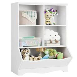 URKNO Toy Storage Cabinet, Kids Bookcase And Bookshelf, 5 Cubbies Toy Storage Display Organizer For Playing Room, Bedroom, Nursery, Classroom, White -Safavieh Furniture 418D3IUiZCL