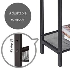 HOOBRO Side Tables, Set Of 2 Narrow Nightstands, Industrial End Table With Flat Or Slant Adjustable Mesh Shelf For Small Spaces, Stable Metal Frame And Easy Assembly, Rustic Brown And Black BF24BZ01 -Safavieh Furniture 418FTZ4kW2L