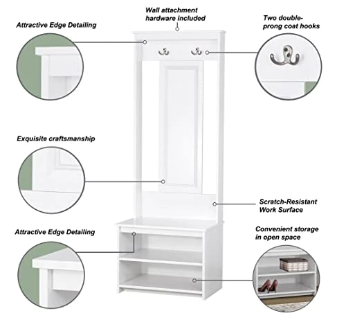 Saint Birch Wood White Wide Hall Tree With Bench And Shoe Storage SBLT8393HTWH 5 Saint Birch Wood White Wide Hall Tree With Bench And Shoe Storage SBLT8393HTWH - Image 5