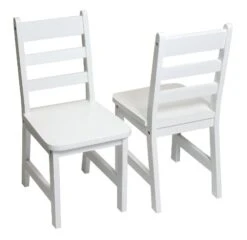 Lipper International Child's Chairs For Play Or Activity, 12.38" W X 15" D X 26.63" H X 25.5" H, Set Of 2, White