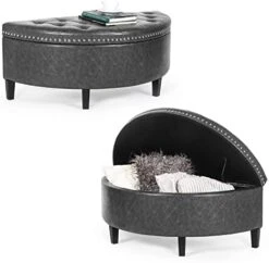 Joveco 43.5" Storage Bench- Velvet Half Moon Ottoman- Tufted Storage Ottoman With Rivet- Half Moon Storage Ottoman- Toy Chests & Storage Bench For Bedroom And Entryway (Gray) -Safavieh Furniture 418gw99B7L. AC