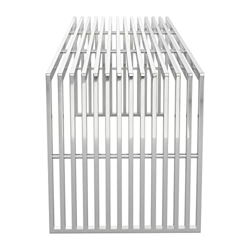 Bench Silver Solid Modern Contemporary Steel 2 Bench Silver Solid Modern Contemporary Steel - Image 2