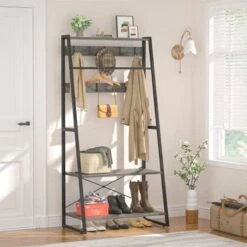 Unikito Coat Rack, 3-in-1 Hall Tree With Storage Shoe Rack, Freestanding Entryway Bench With Shelves, Industrial Entry Coat Stand With Metal Frame For Entrance, Foyer, Bedroom, Easy Assemble, Gray 12 Unikito Coat Rack, 3-in-1 Hall Tree With Storage Shoe Rack, Freestanding Entryway Bench With Shelves, Industrial Entry Coat Stand With Metal Frame For Entrance, Foyer, Bedroom, Easy Assemble, Gray -Safavieh Furniture 418wUwxRIyL