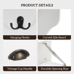 Karl Home 3-in-1 Hall Tree With Storage Bench, Freestanding Coat Rack Clothes Stand Flip Cover Shoe Rack With 4 Double Hooks 2 Top Compartment For Bedroom Hallway Livingroom 64.6" H Simple White -Safavieh Furniture 4191ZONTc9L