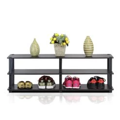 Furinno 14038EX/BK TST No Tools 3-Tier Wide Shoe Storage Rack, Espresso/Black -Safavieh Furniture 419EYiLM2KL